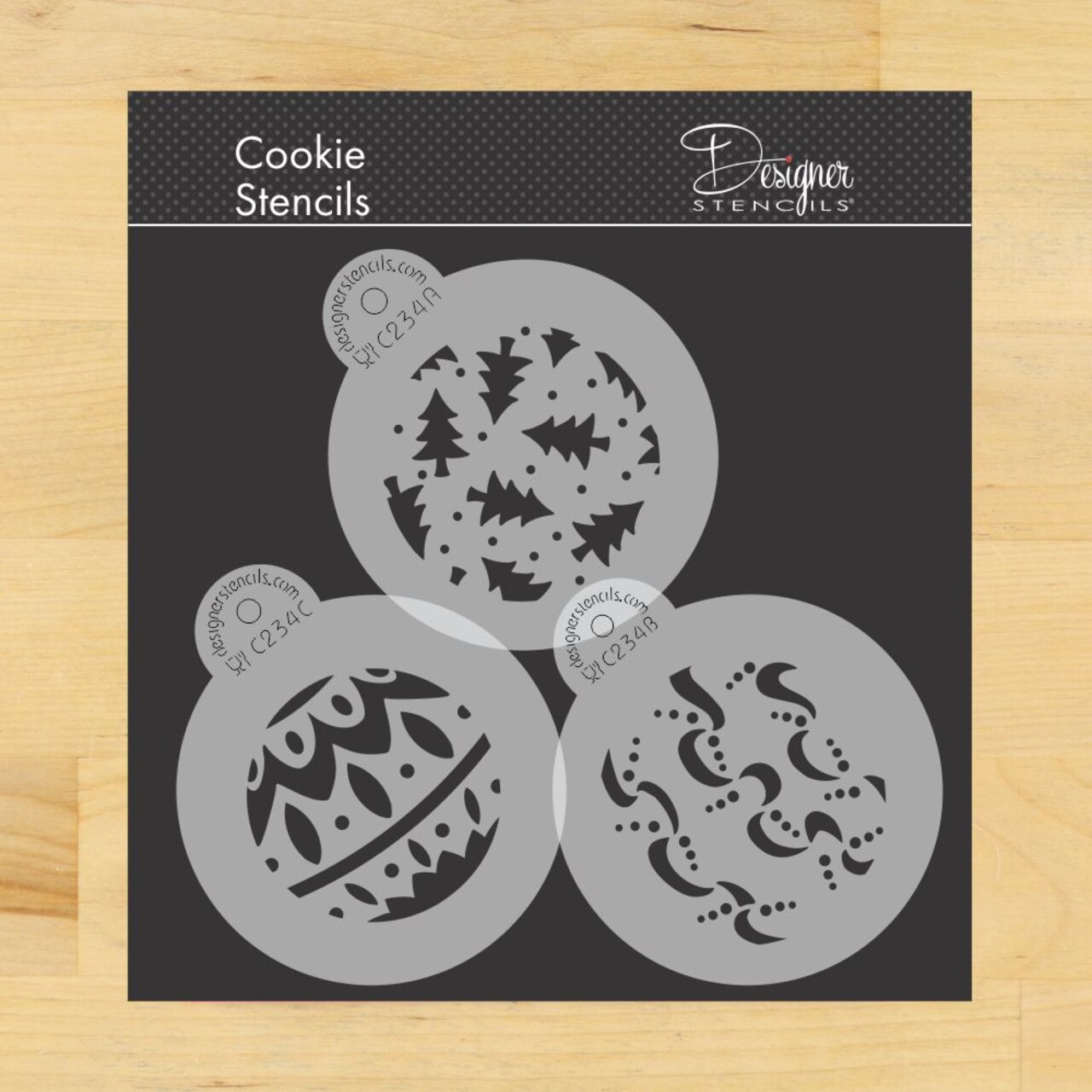 Christmas Balls Cookie Stencils | C234 by Designer Stencils | Cookie Decorating Tools |